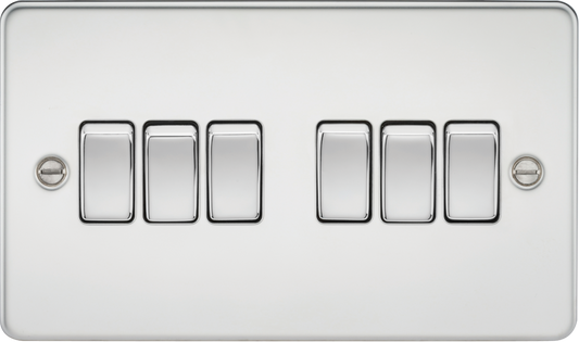 Knightsbridge FP4200PC 6 Gang 2 Way Switch Polished Chrome
