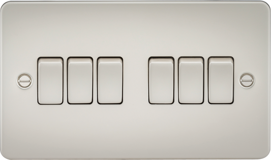 Knightsbridge FP4200PL 6 Gang 2 Way Switch Matt Pearl