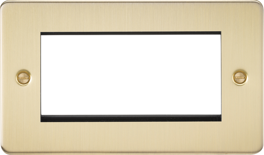 Knightsbridge FP4GBB 2 Gang 4 Module Euromodule Faceplate Brushed Brass