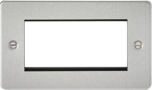 Knightsbridge FP4GBC 2 Gang 4 Module Euromodule Faceplate Brushed Chrome