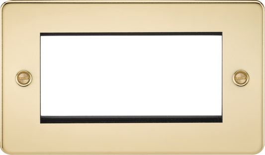 Knightsbridge FP4GPB 2 Gang 4 Module Euromodule Faceplate Polished Brass