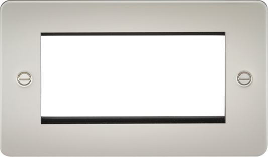 Knightsbridge FP4GPL 2 Gang 4 Module Euromodule Faceplate Matt Pearl