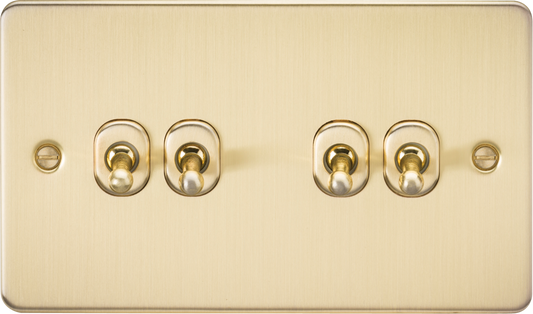 Knightsbridge FP4TOGBB 4 Gang 2 Way Toggle Switch Brushed Brass