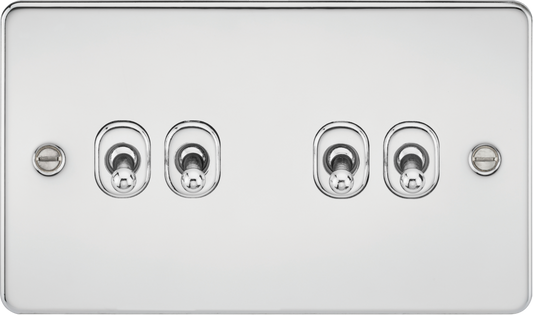 Knightsbridge FP4TOGPC 4 Gang 2 Way Toggle Switch Polished Chrome