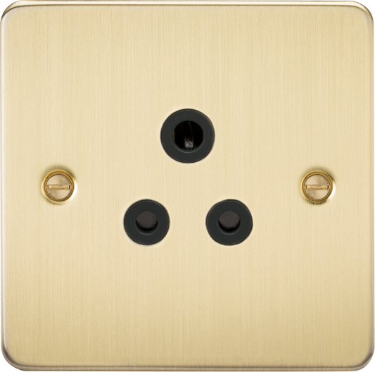 Knightsbridge FP5ABB 1 Gang 5A Unswitched Socket Brushed Brass Black Insert