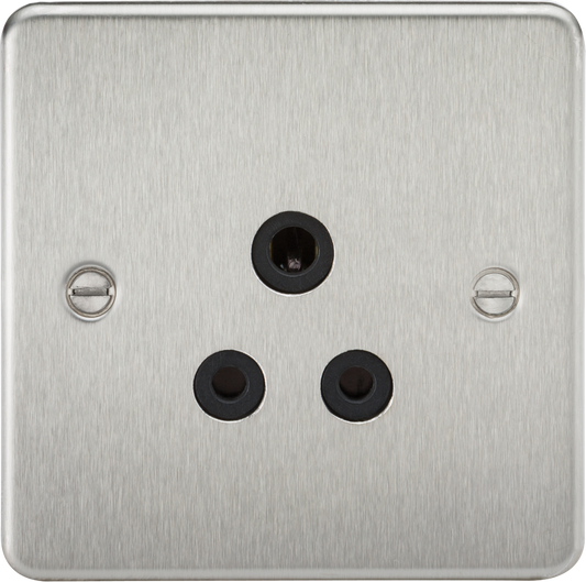 Knightsbridge FP5ABC 1 Gang 5A Unswitched Socket Brushed Chrome Black Insert