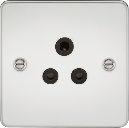 Knightsbridge FP5APC 1 Gang 5A Unswitched Socket Polished Chrome Black Insert