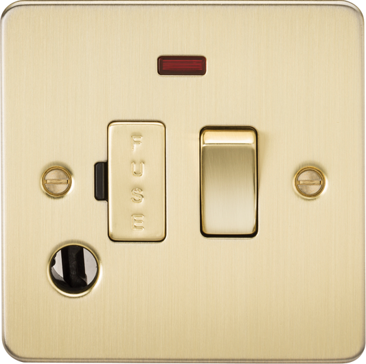 Knightsbridge FP6300FBB 13A DP Switched Spur with Neon and Flex Outlet Brushed Brass