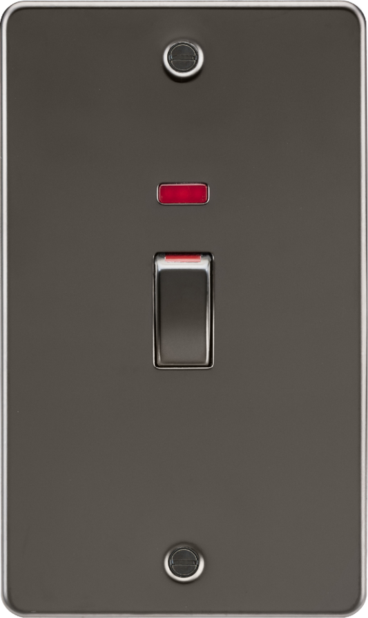 Knightsbridge FP82MNGM 2 Gang 45A DP Switch with Neon Gun Metal