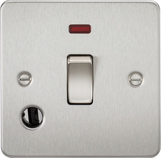 Knightsbridge FP8341FBC 1 Gang 20A DP Switch with Neon and Flex Outlet Brushed Chrome