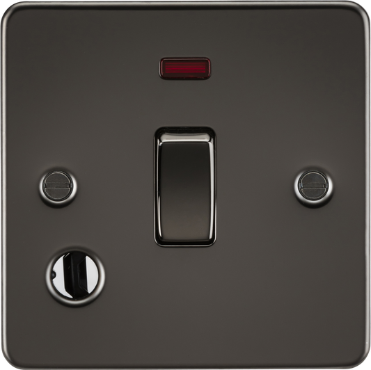Knightsbridge FP8341FGM 1 Gang 20A DP Switch with Neon and Flex Outlet Gun Metal