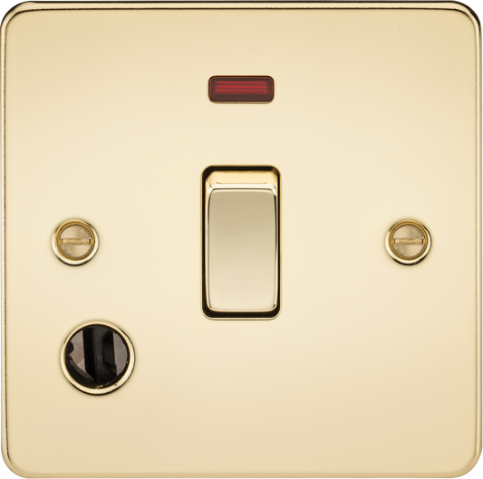Knightsbridge FP8341FPB 1 Gang 20A DP Switch with Neon and Flex Outlet Polished Brass