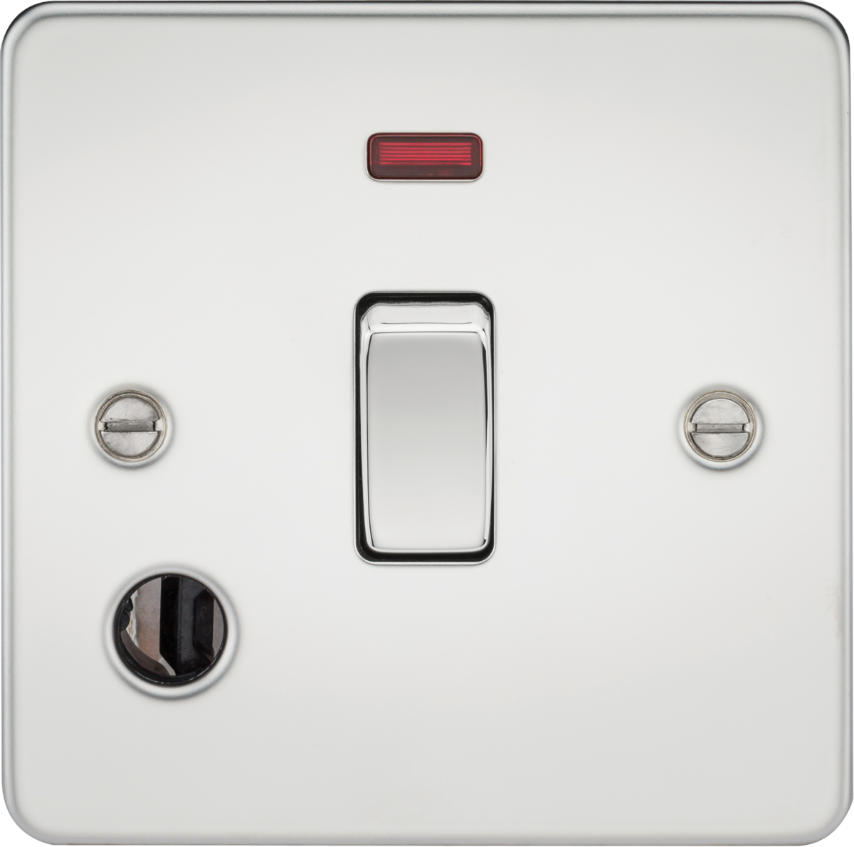 Knightsbridge FP8341FPC 1 Gang 20A DP Switch with Neon and Flex Outlet Polished Chrome