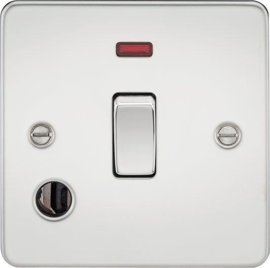 Knightsbridge FP8341FPC 1 Gang 20A DP Switch with Neon and Flex Outlet Polished Chrome