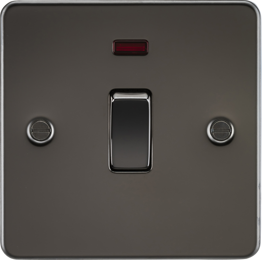 Knightsbridge FP8341NGM 1 Gang 20A DP Switch with Neon Gun Metal