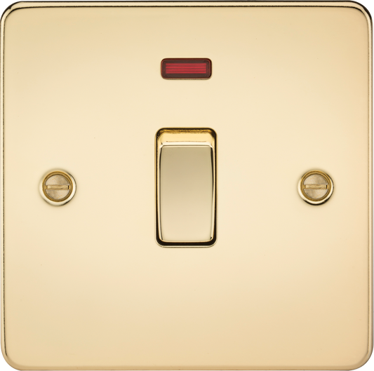 Knightsbridge FP8341NPB 1 Gang 20A DP Switch with Neon Polished Brass