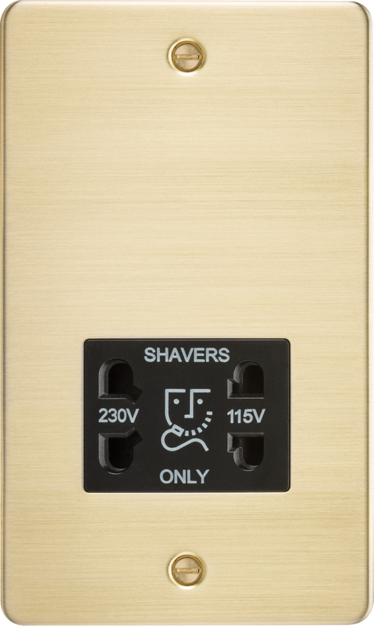 Knightsbridge FP8900BB Dual Voltage 115/230V 20VA Shaver Socket Brushed Brass Black Insert