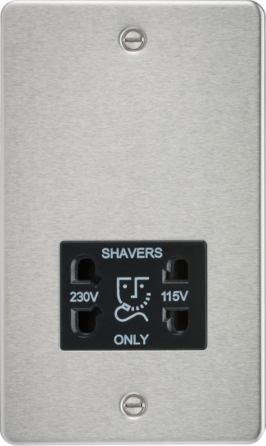 Knightsbridge FP8900BC Dual Voltage 115/230V 20VA Shaver Socket Brushed Chrome Black Insert