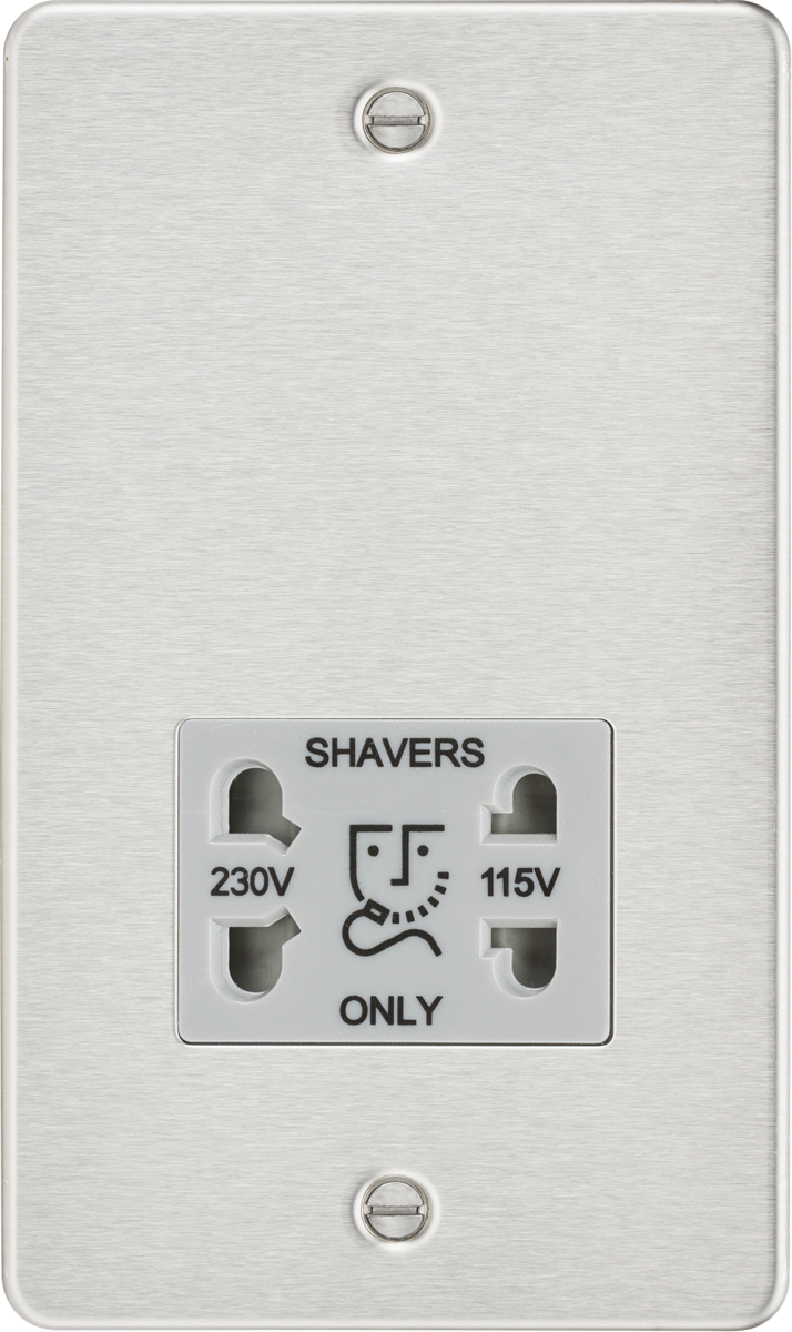 Knightsbridge FP8900BCG Dual Voltage 115/230V 20VA Shaver Socket Brushed Chrome Grey Insert