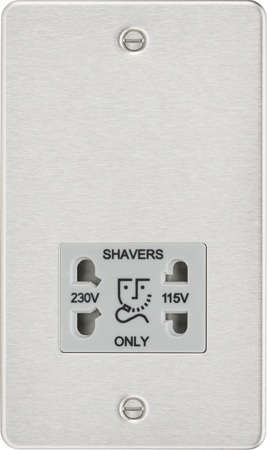 Knightsbridge FP8900BCG Dual Voltage 115/230V 20VA Shaver Socket Brushed Chrome Grey Insert