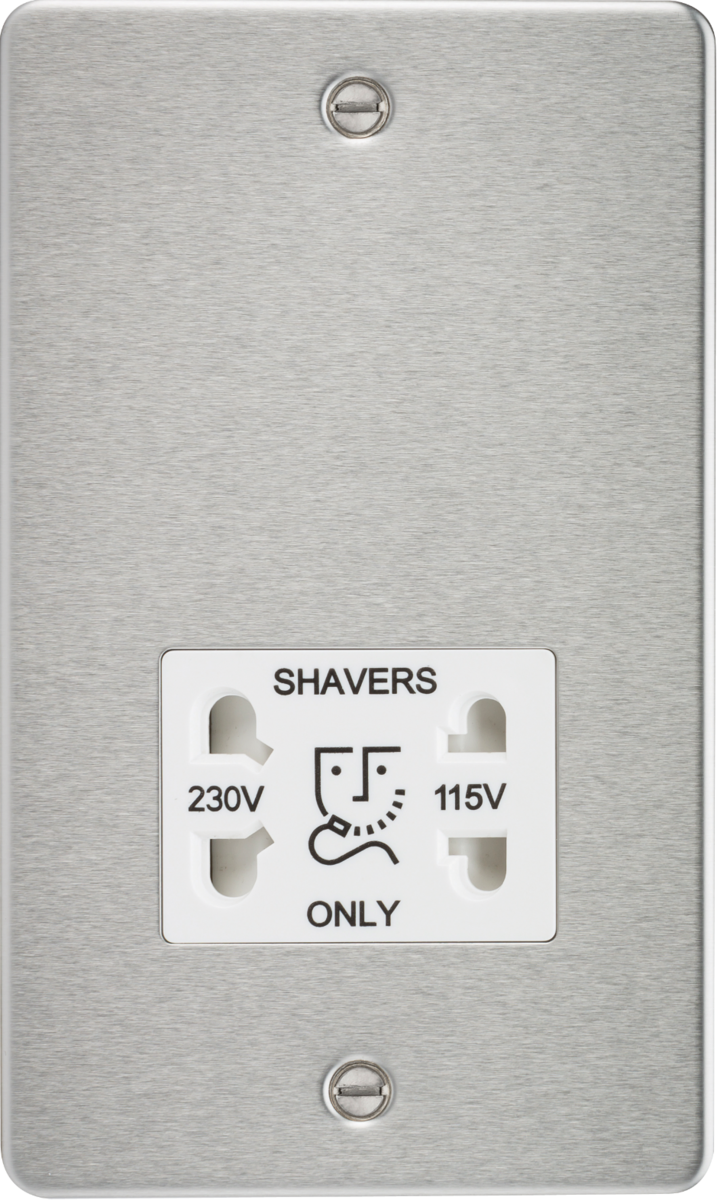 Knightsbridge FP8900BCW Dual Voltage 115/230V 20VA Shaver Socket Brushed Chrome White Insert
