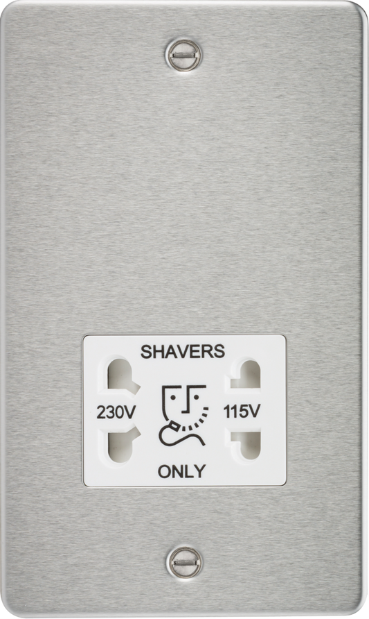Knightsbridge FP8900BCW Dual Voltage 115/230V 20VA Shaver Socket Brushed Chrome White Insert