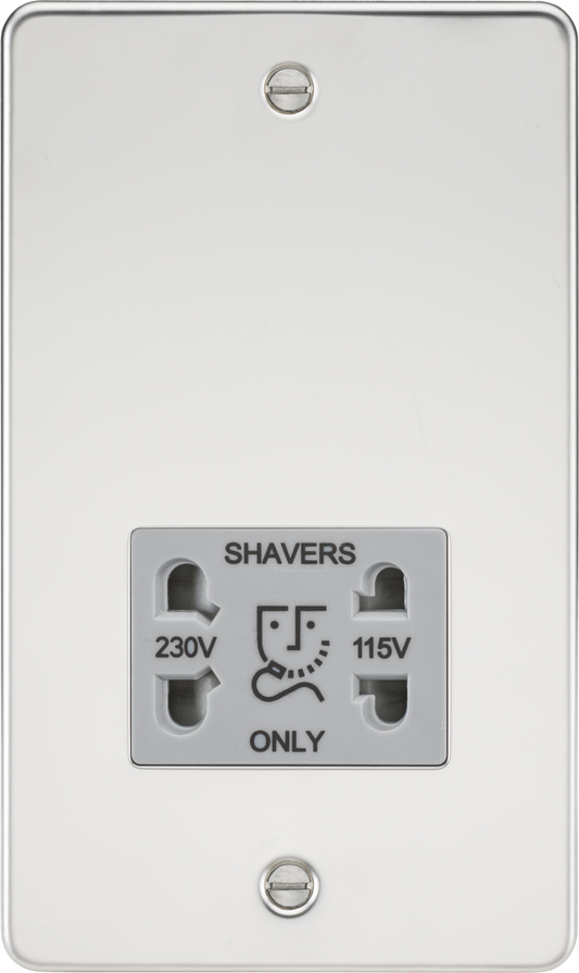 Knightsbridge FP8900PCG Dual Voltage 115/230V 20VA Shaver Socket Polished Chrome Grey Insert