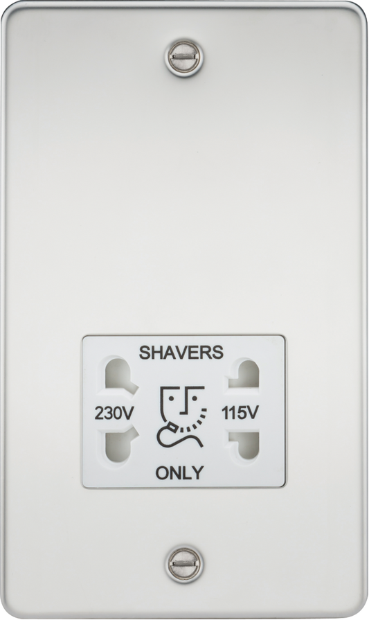 Knightsbridge FP8900PCW Dual Voltage 115/230V 20VA Shaver Socket Polished Chrome White Insert
