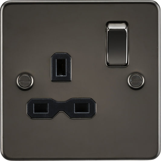 Knightsbridge FPR7000GM 1 Gang 13A DP Switched Socket Gun Metal Black Insert