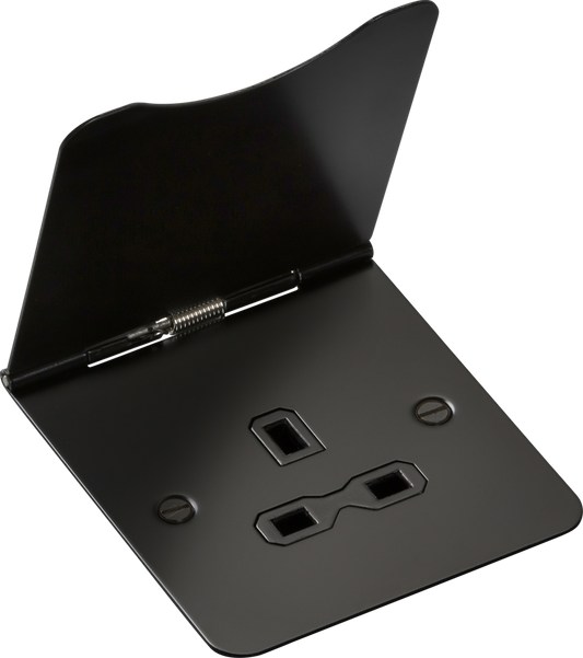 Knightsbridge FPR7UMB 1 Gang 13A Unswitched Floor Socket Matt Black