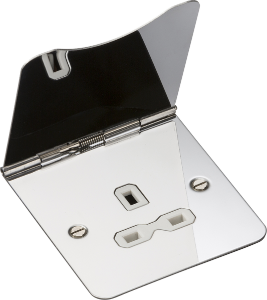 Knightsbridge FPR7UPCW 1 Gang 13A Unswitched Floor Socket Polished Chrome White Insert