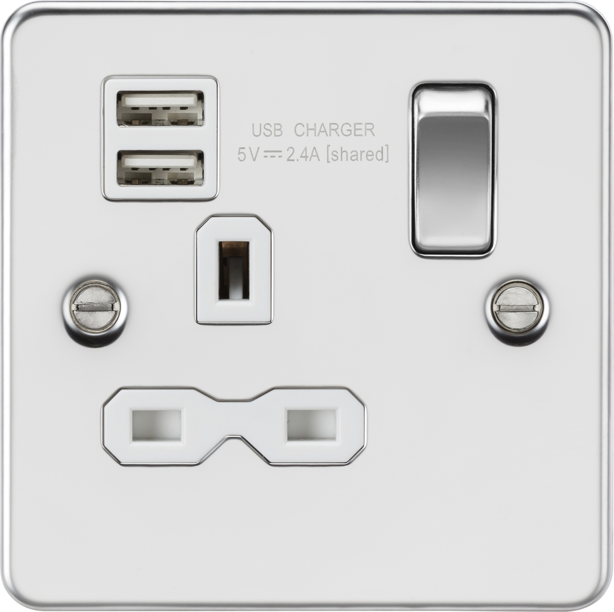 Knight Drive Socket Knightsbridge FPR9124PCW 1 Gang USB Socket Polished Chrome White Insert ...