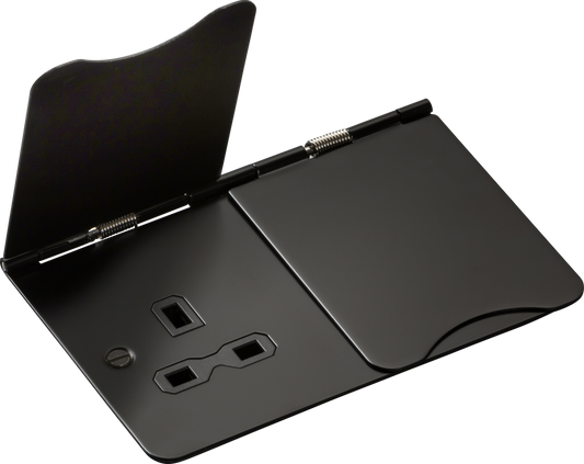 Knightsbridge FPR9UMB 2 Gang 13A Unswitched Floor Socket Matt Black