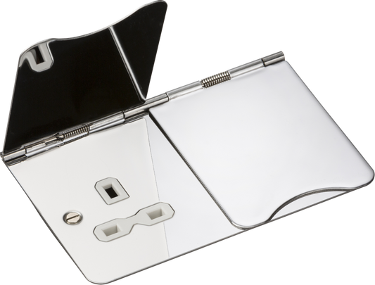 Knightsbridge FPR9UPCW 2 Gang 13A Unswitched Floor Socket Polished Chrome White Insert