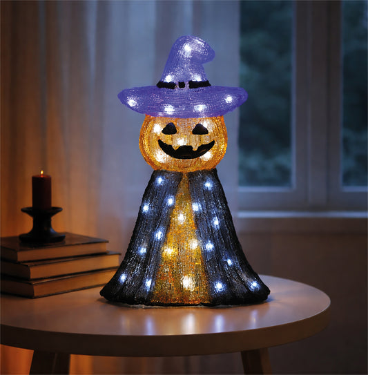 FXLAB FX1020 36cm 50 LED White LED Pumpkin Outdoor Halloween Decoration with Timer