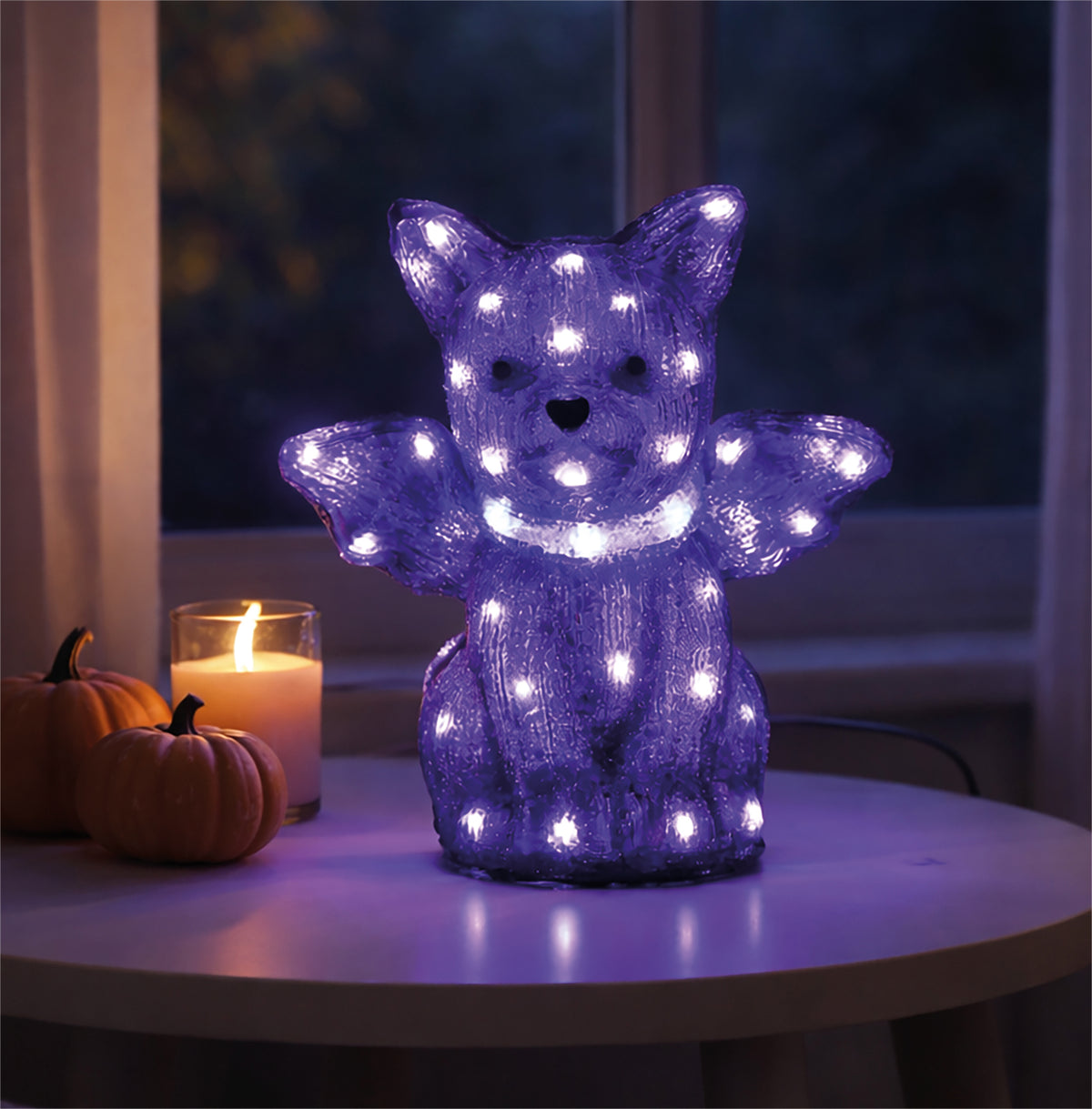 FXLAB FX1022 29cm 50 LED Purple LED Bat Outdoor Halloween Decoration with Timer