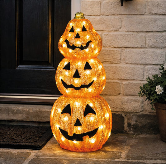 FXLAB FX1024 61cm 80 LED White LED Acrylic Pumpkin Outdoor Halloween Decoration with Timer