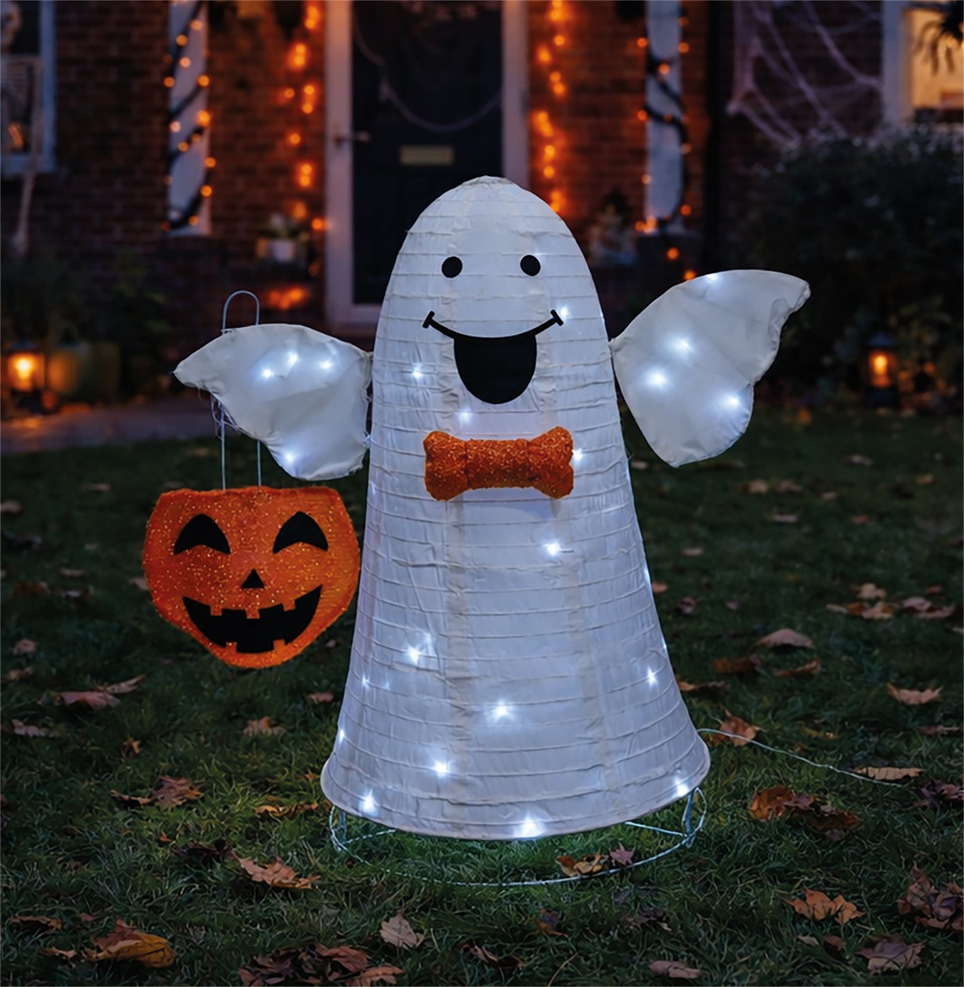 FXLAB FX1034 86cm 80 LED Foldable Ghost LED Outdoor Decoration with Timer (Battery Operated)