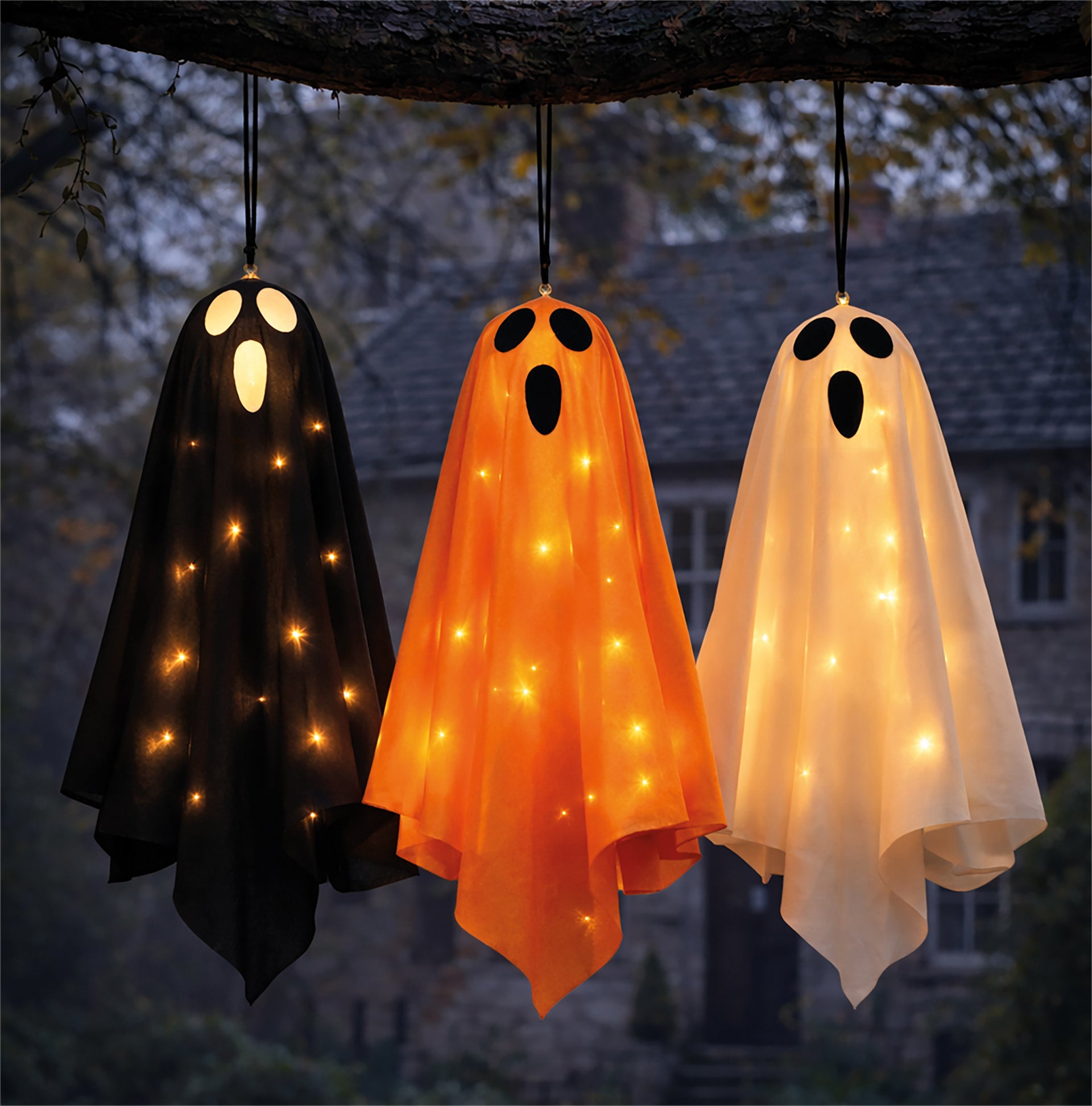 FXLAB FX1041 30cm 20 LED Set of 3 LED Ghost Lights Warmwhite (Battery Operated)