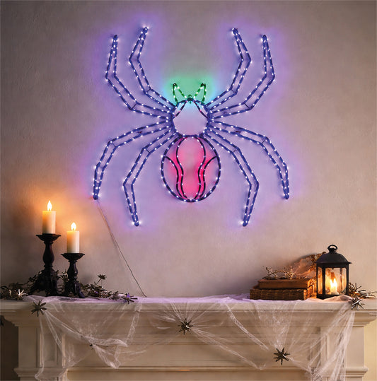 FXLAB FX1050 76cm 399 Multicolour Micro LED Metal Spider Silhouette Outdoor Decoration with Timer IP44