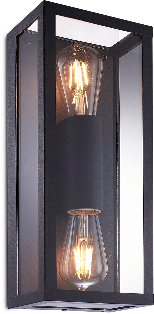 Kosnic FOL-BLK Folly 2 x E27 Up / Down Box Lantern IP44 Black