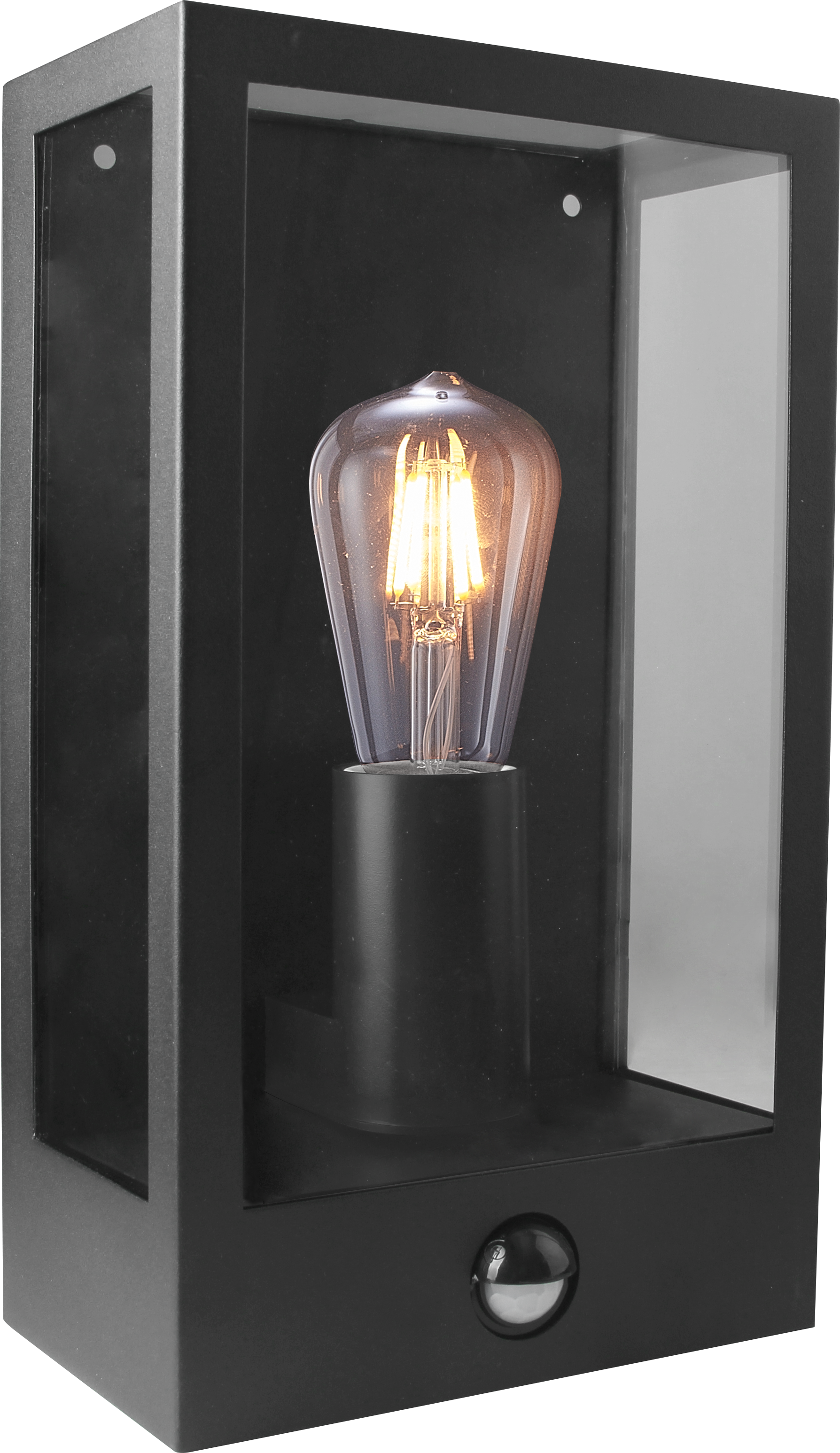Kosnic FOLU-BLK/S Folly E27 Box Lantern with Sensor IP44 Black