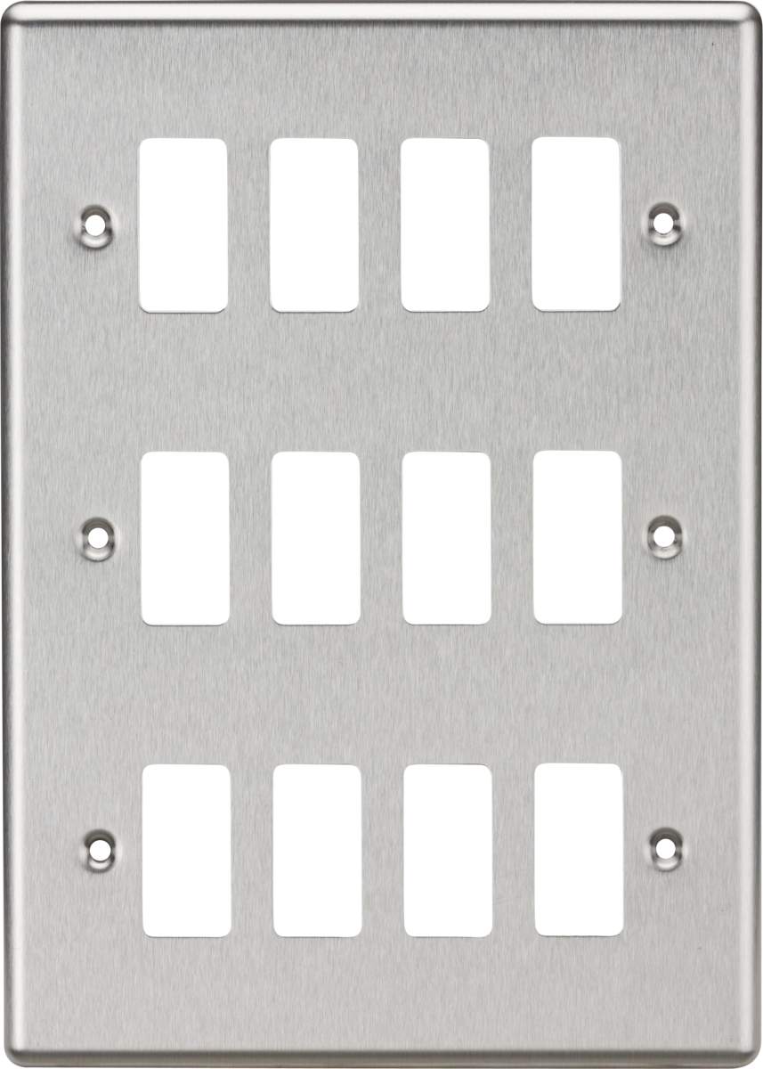 Knightsbridge GDCL12BC 12 Gang Grid Faceplate Brushed Chrome
