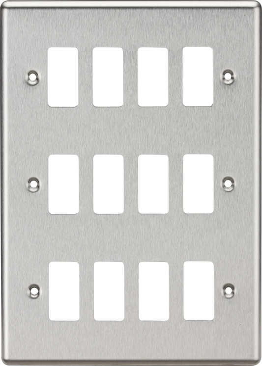 Knightsbridge GDCL12BC 12 Gang Grid Faceplate Brushed Chrome