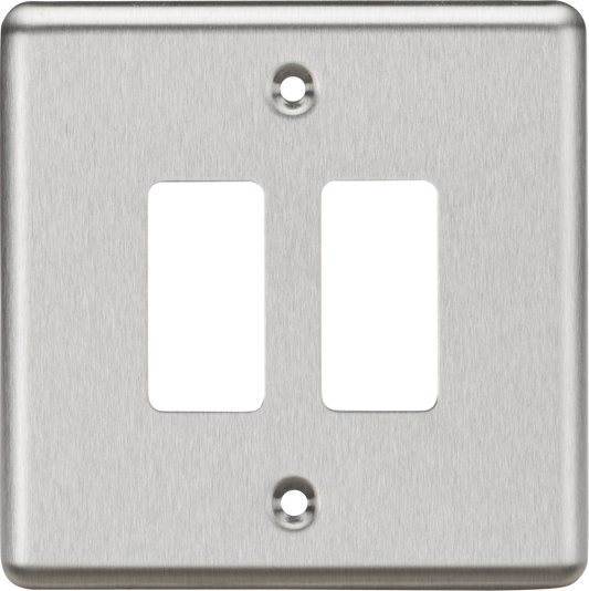 Knightsbridge GDCL2BC 2 Gang Grid Faceplate Brushed Chrome