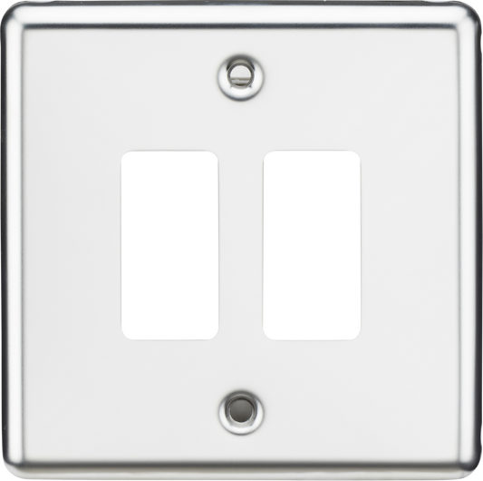 Knightsbridge GDCL2PC 2 Gang Grid Faceplate Polished Chrome
