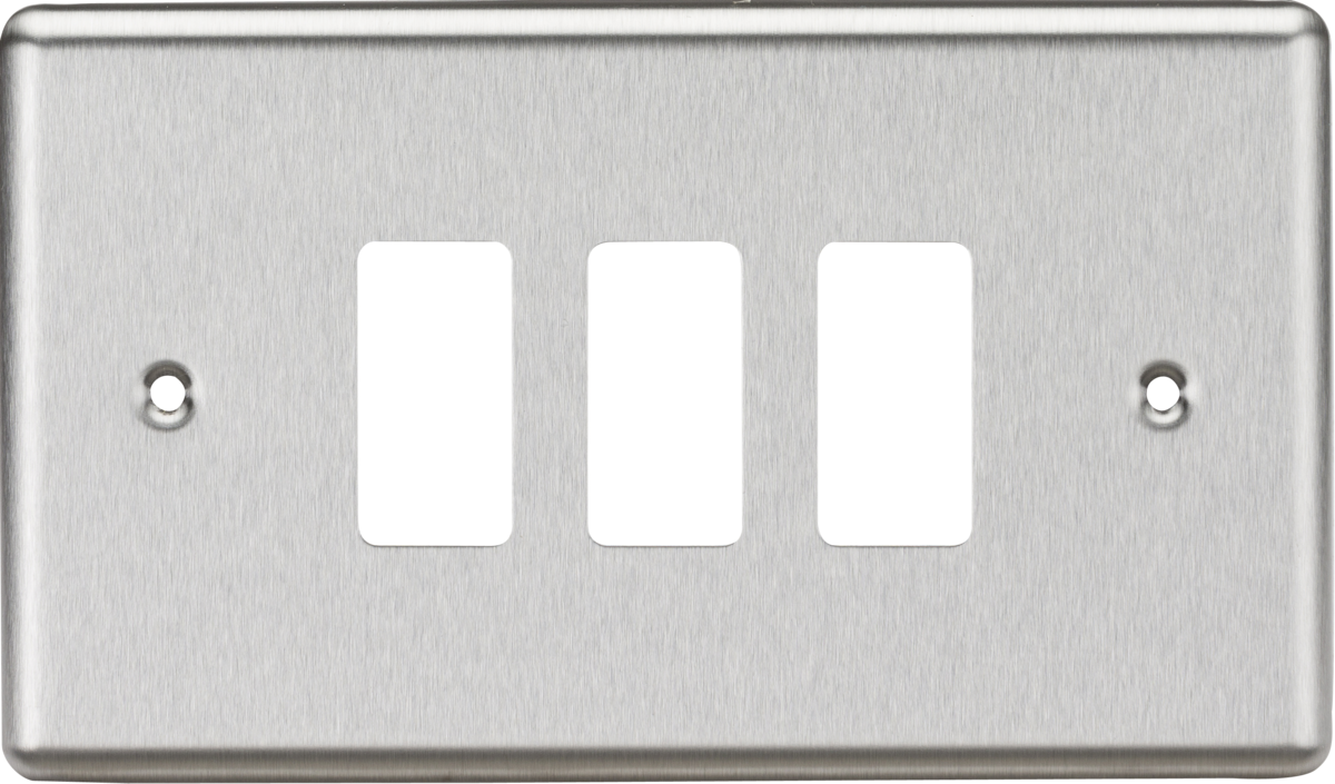 Knightsbridge GDCL3BC 3 Gang Grid Faceplate Brushed Chrome
