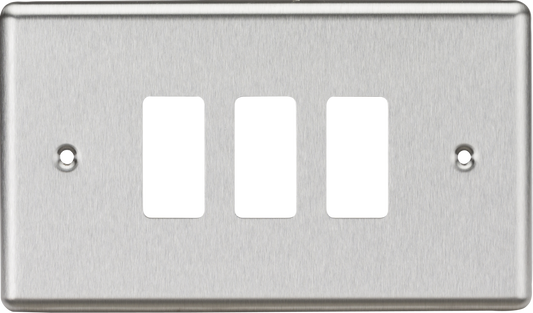 Knightsbridge GDCL3BC 3 Gang Grid Faceplate Brushed Chrome