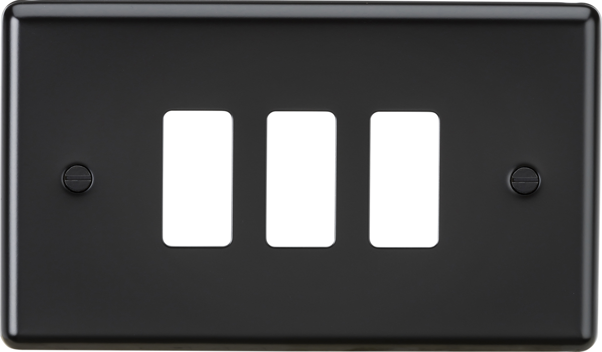 Knightsbridge GDCL3MB 3 Gang Grid Faceplate Matt Black