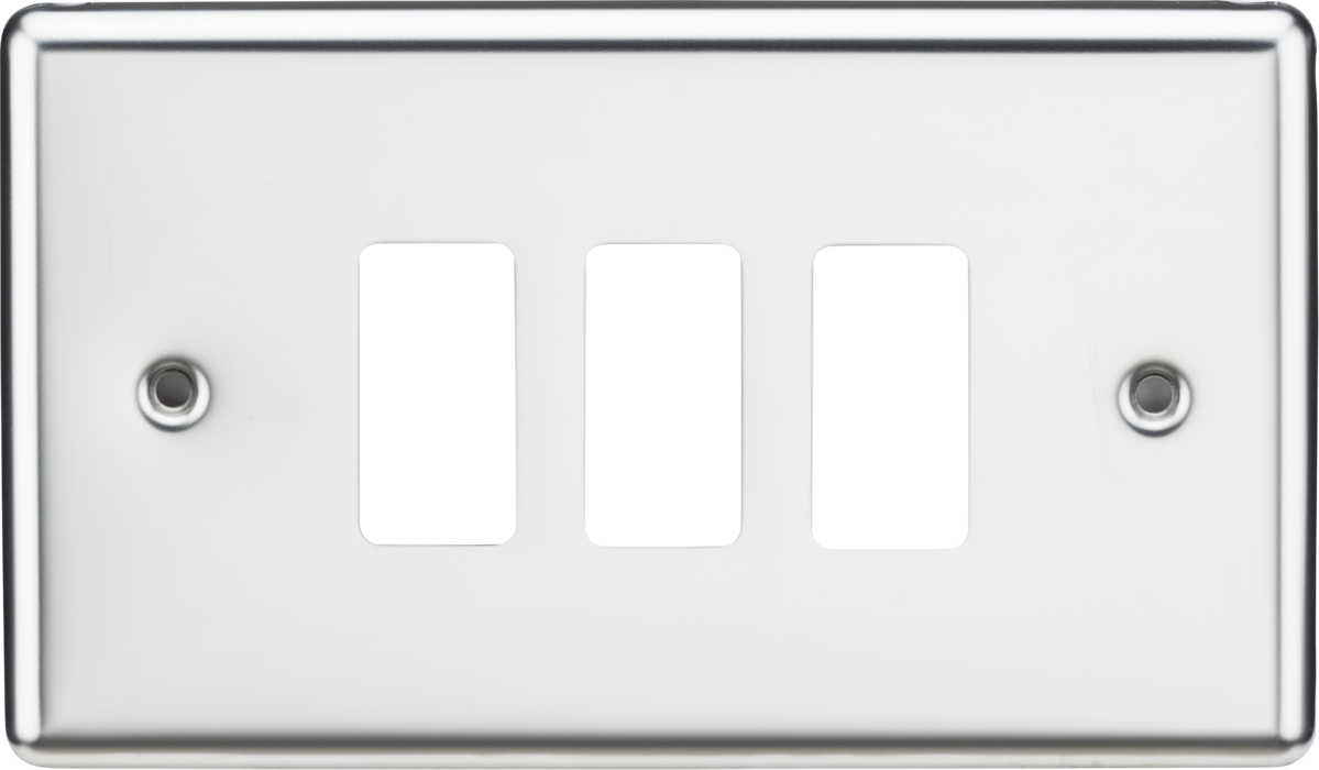 Knightsbridge GDCL3PC 3 Gang Grid Faceplate Polished Chrome